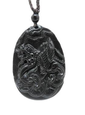 泰山飞天貔貅皮休男女士随身墨玉