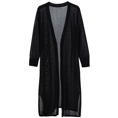 亚麻冰丝针长开衫女中长款薄款