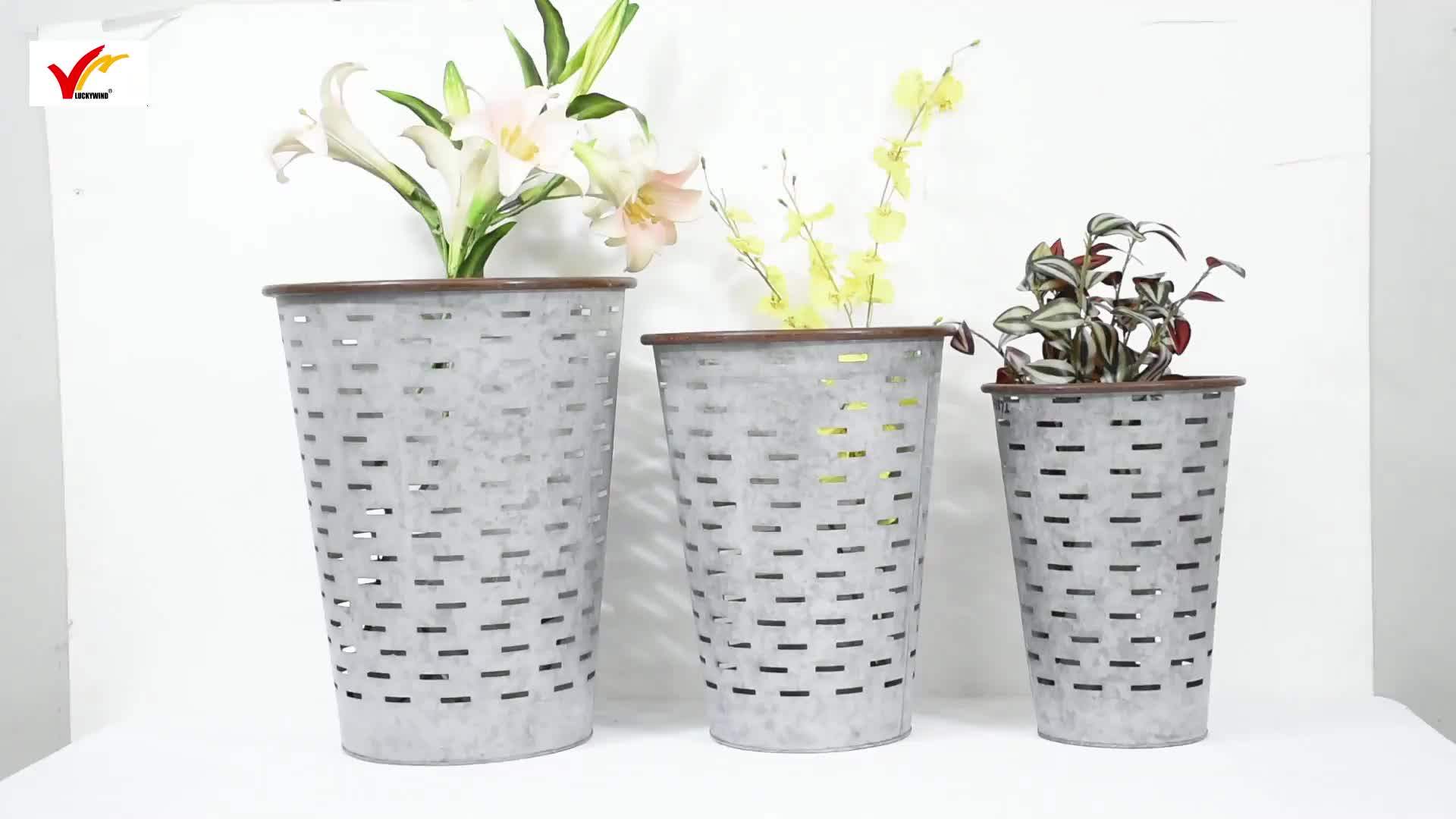 Decorative Antique Zinc Metal Rustic Tall Olive Bucket Buy Tall Olive