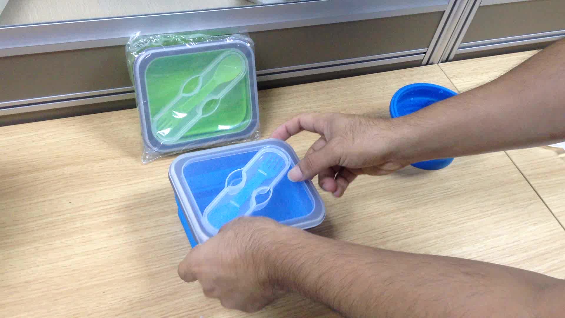 Round Silicone Collapsible Folding Food Lunch Box Set Of 4 With