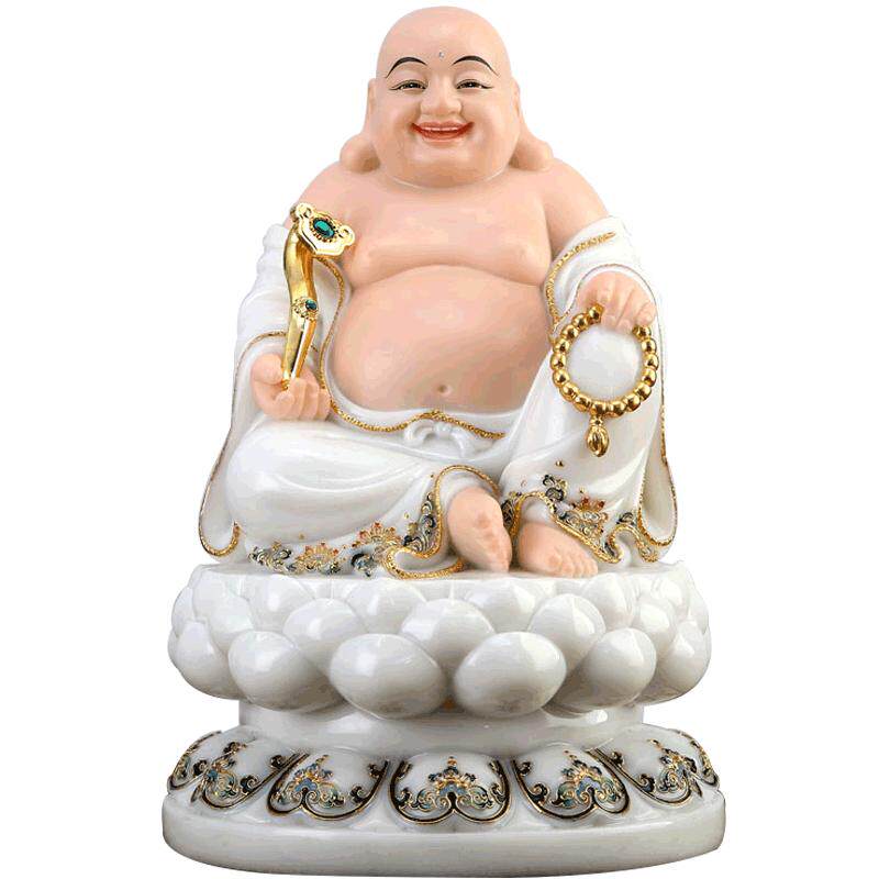 汉白玉珐琅彩居家供奉圆通佛具