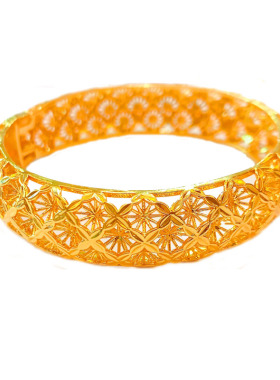 铜合金手镯镂空宽版卡扣手镯久不掉色婚庆龙凤镯子仿真镀金手镯女