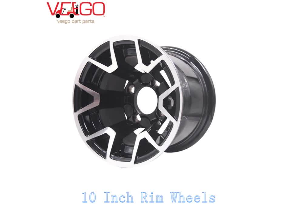 Golf Cart 12 Inch Ss Aluminum Rim Wheels/ Tire Assy Black Offset Fits