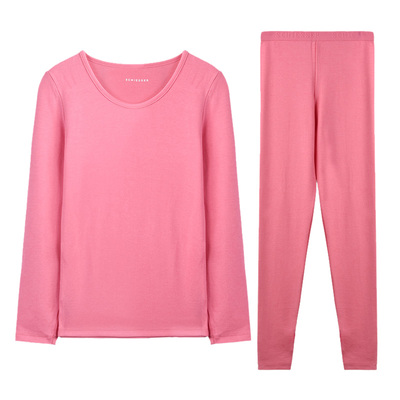 薄款圆领保暖内衣女秋衣秋裤美体