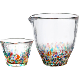 日本津轻彩色玻璃水杯缤纷品茗主人杯清酒杯功夫茶杯情人节礼物