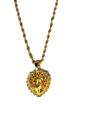 百搭潮流沙金镀金爱心坠项链女