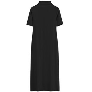 春秋新款连衣裙女韩版修身半高领长款长裙简约内搭中袖t恤打底衫