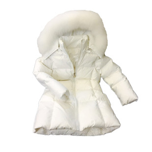 新款女童白色羽绒服中长款收腰宝宝婴幼儿中大童加厚白鸭绒外套