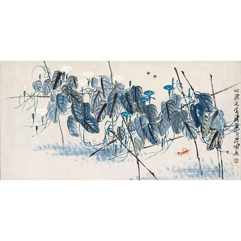 高清复刻齐白石牵牛草虫图花鸟画