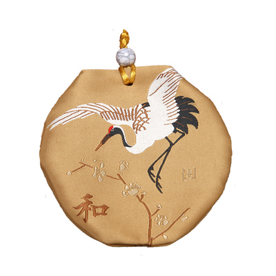 定制端午节随身古风飞鹤刺绣防疫香囊挂脖小香包空袋子荷包祈福袋