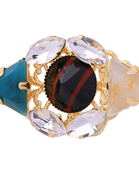 欧美风镶钻宝石夸张花纹女士戒指