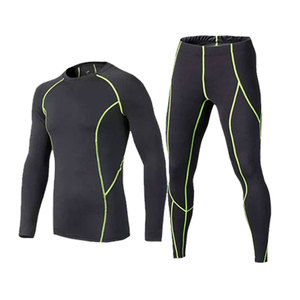 秋冬季运动紧身衣男加绒健身高弹力长袖篮球训练打底速干长裤套装