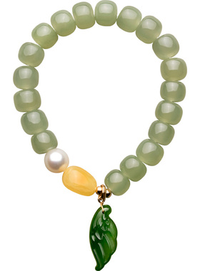 和田碧玉晴水青玉蜜蜡手串原创