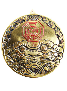 纯铜虎头牌门口挂件八卦镜