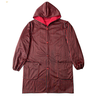 加绒罩衣女新款大人防水加厚厨房防油工作服保暖围裙长袖外套冬季