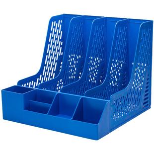 得力78980/78981文件架带笔筒桌面办公用品整理框多层创意收纳栏置物资料架子