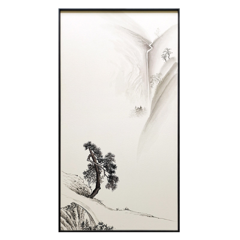 新中式手工刺绣成品挂画客厅玄关走廊沙发苏绣画 松云贺寿可定制