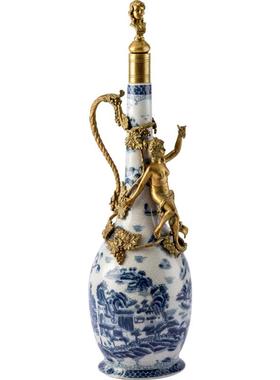 凤凰美居蓝色陶瓷欧式风花瓶摆件