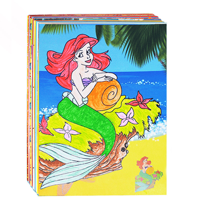 儿童水彩画颜料套装涂鸦画diy画画益智水粉画幼儿园涂色填色画纸