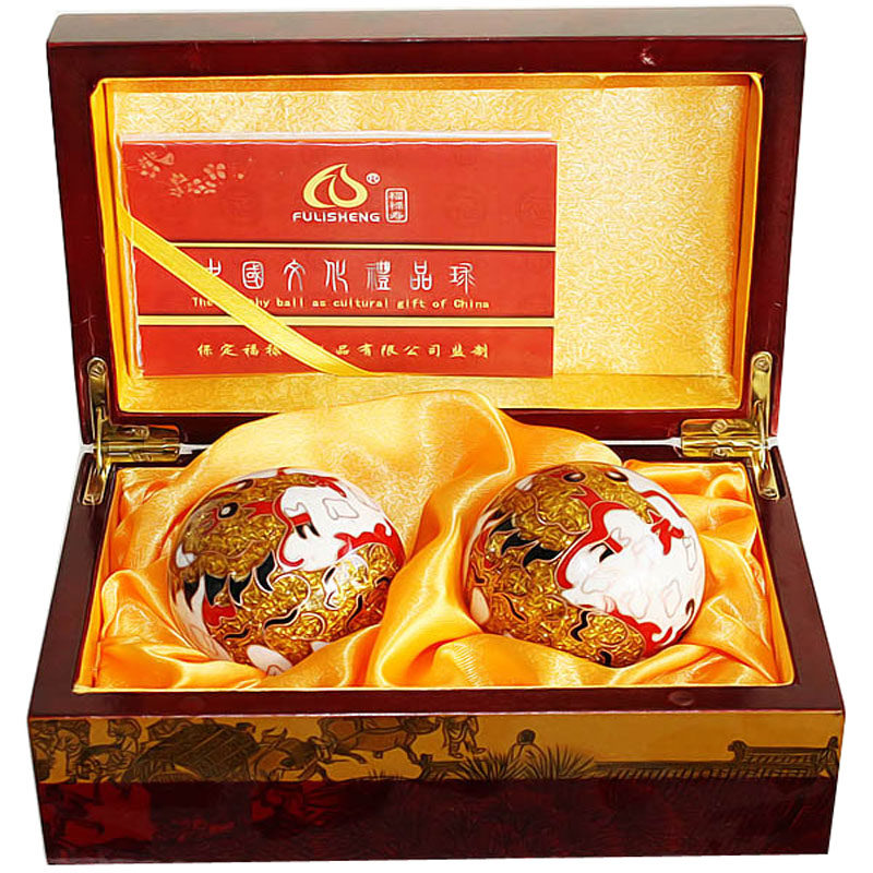 高端景泰蓝金麒麟保健球健身器材锻炼手球健康送老人生日礼物