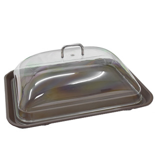 酒店饭店端菜托盘长方形塑料防滑上菜送餐带盖保温防尘罩传菜盘子