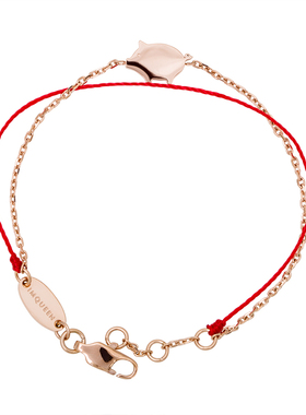 新品18k金小猪简约风红绳手链