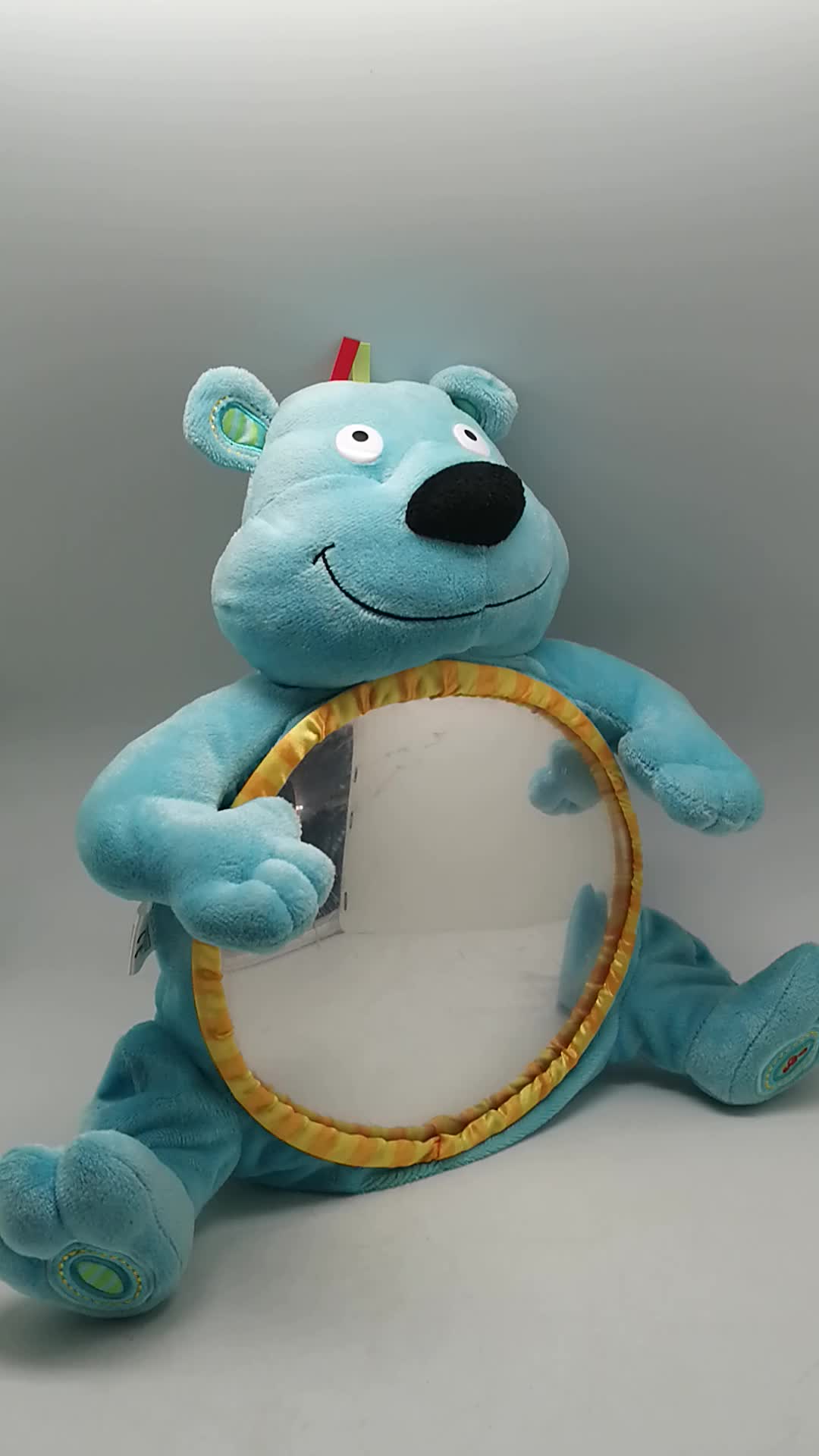 Wholesale Blue Bear Plush Baby Musical Toy With Round Plastic Mirror - Buy Musical Toy,Baby