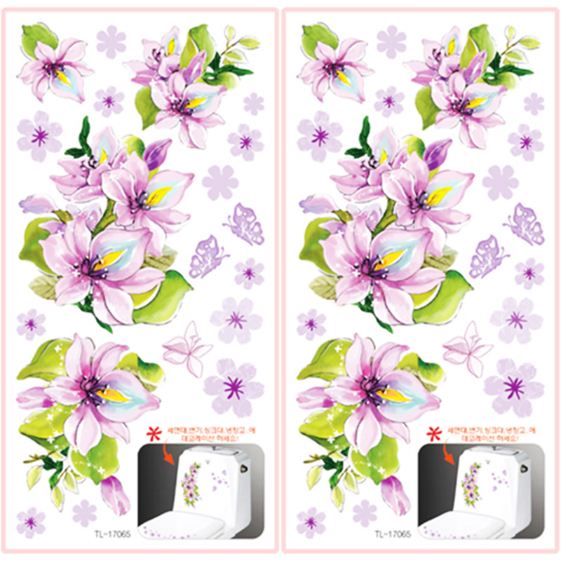韩国进口马桶盖贴画创意开关贴卫生间防水墙贴瓷砖装饰花马桶贴纸