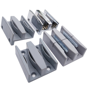 淋浴房五金配件玻璃固定限位器双轨道浴室移门止摆器防撞胶下滑块