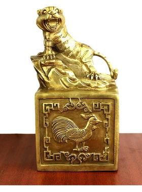 纯铜黄铜九龙金玺老虎印章刻字