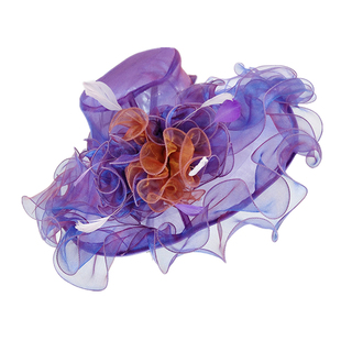 2023夏季新款防紫外线炫彩欧美女时装太阳帽子大花纱帽大沿遮阳帽