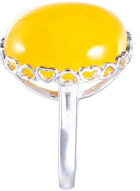 爱心镶琥珀蜜蜡开口戒指空托