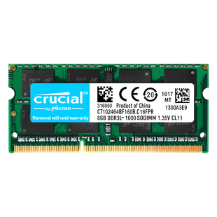 CRUCIAL英睿达 镁光8G DDR3L 1600笔记本内存条兼容4G1333