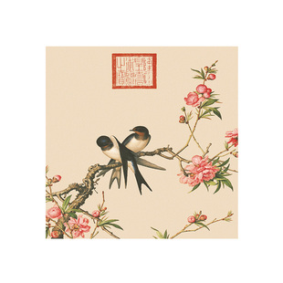 郎世宁工笔花鸟字画客厅背景墙斗方形挂画微喷宣纸画心未装裱书画