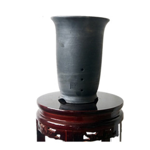 龙汶  经典透气兰花花盆纯手工泥瓦盆 黑陶大高金钟款热卖吊兰盆