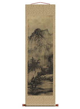 宋 巨然 溪山兰若图 仿古画古代名画真迹复制品挂轴卷轴国画山水