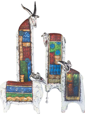 欧式风油画动物摆件样板房工艺品