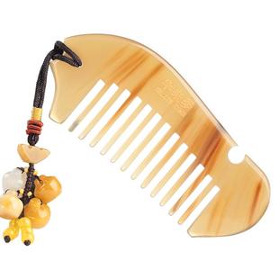 白牛角梳子正品天然纯小梳子随身便携牛角梳子女家用按摩梳刻字