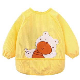 儿童罩衣长袖秋冬防水婴儿吃饭防脏围兜男童水晶绒反穿衣宝宝围裙