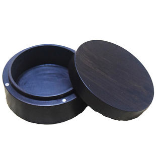 红木印泥盒黑檀印泥盒红木小圆盒盘香存香盒文房墨圆形收纳盒