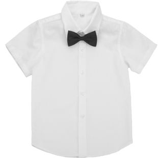 儿童短袖白衬衫纯棉男童演出礼服领结小学生校服大童蓝色衬衣夏季