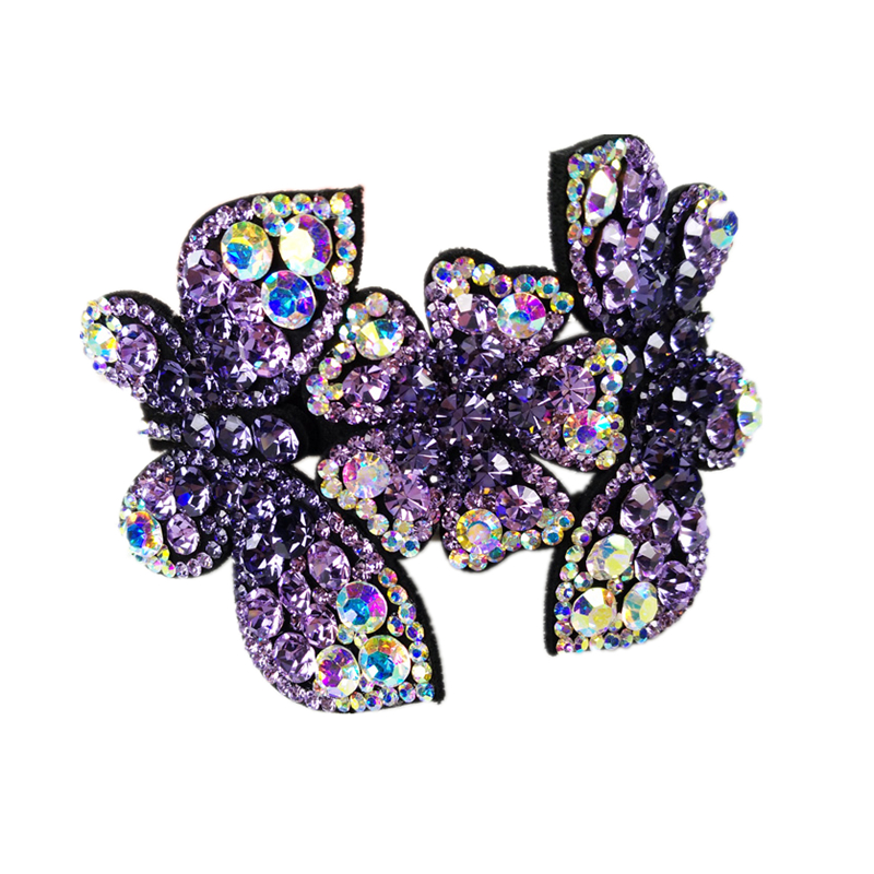 花来花往水钻大号蝴蝶花朵发夹发卡子水晶顶夹弹簧夹横夹头发饰品