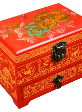 纯手工抽屉珠宝结婚嫁妆传统漆器