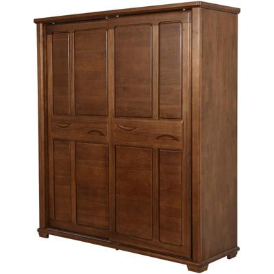 实木推拉门整体大衣橱卧室双趟门移门木质衣柜纯胡桃楸木家具