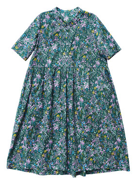 姜欢日本印花翻领森系林溪连衣裙