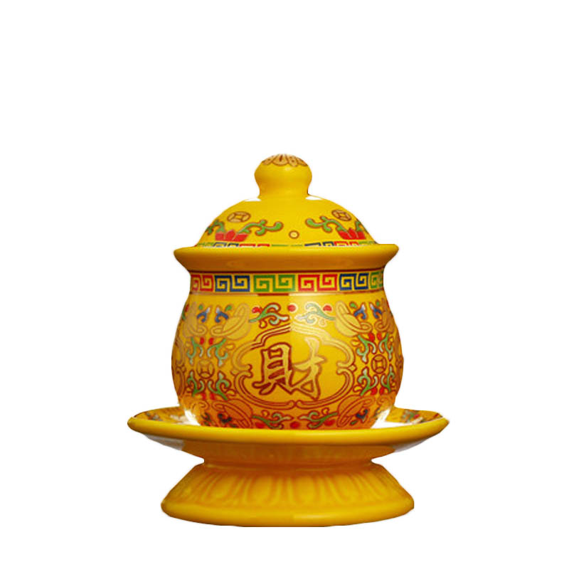 大小财神供水杯陶瓷法器关公