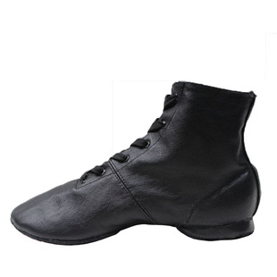 儿童爵士舞鞋女软底平跟帆布成人舞蹈鞋男跳舞鞋广场舞真皮带跟