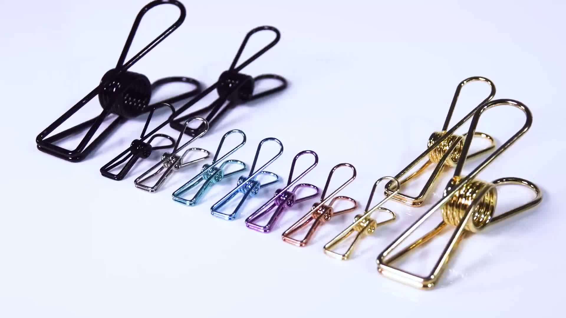 Black Stainless Steel Clothespins Hollow Binder Fish Clip Metal Clothes