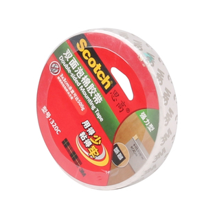 3M320c泡沫双面胶带白色海绵两面粘贴胶纸强力汽车泡棉胶12/18/24/36mm*5.5m粘墙胶无痕固定3M思高Scotch