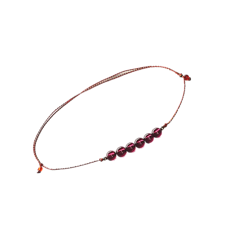 推荐款6A级石榴石纯手工制作极细五彩绳简约手链女本命年百搭热销